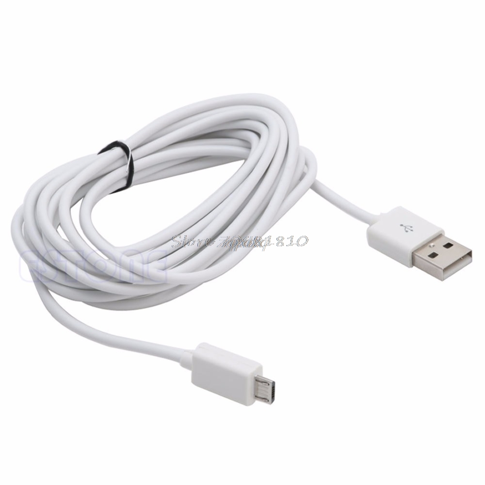 Cable de carga USB 10 pies 3M Micro alimentador para PS4 Xbox One, controlador blanco Z09,