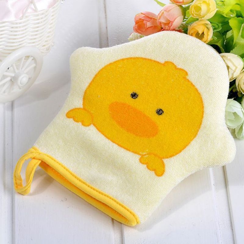 Supersuave guante de algodón con estampado de dibujos animados para bebé, cepillo para ducha de baño, esponja para niños, Bola de toalla para frotar, L4MC
