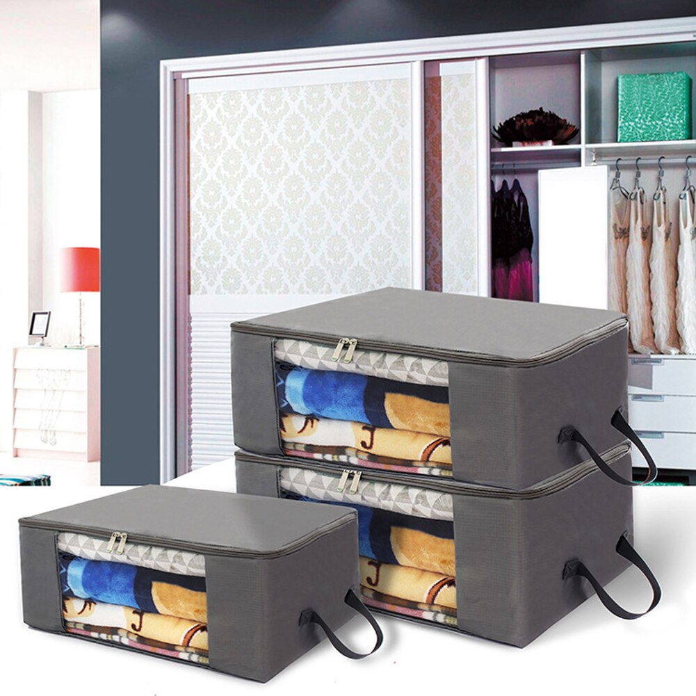 Underbed Storage Bags, 2 pcs Foldable Large Clothes Storage Bags with Zips, Thick Breathable Underbed Clothes Storage Bags