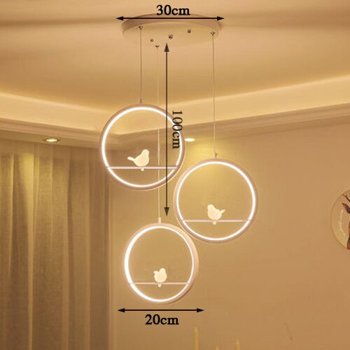 White/Black Pendant Lights Indoor Balcony Loft Home Hanging Lighting Modern Kitchen Parlor Art Birds LED Pendant Lamps