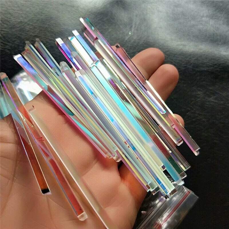 30 stk defekt langt optisk glas prisme 7.2cm længde farverigt kunsthåndværk dekorativ prisme regnbue strimmel prisme