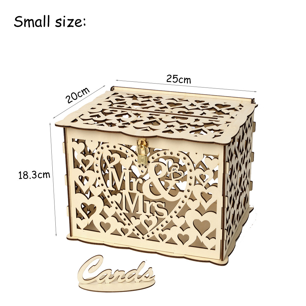 Diy Wooden Card Box For Mr. And Mrs. Wedding Supplies Sign-in Box Wooden Wedding Card Box: Small