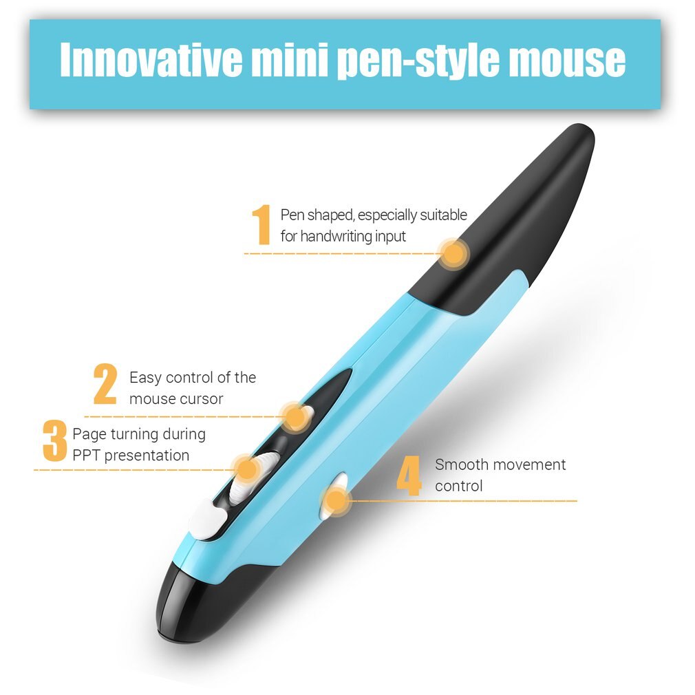 Mini 2.4GHz Wireless Optical Pen Mouse Adjustable 500/1000DPI for PC Android