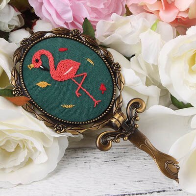 Kit de fleurs bricolage style paysage | Broderie, miroir de maquillage pliant, point de croix, pierreries, balançoire à la main, artisanal, décoration de maison: 3