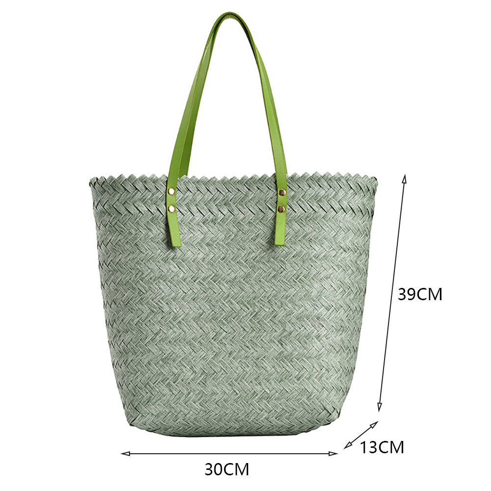 Handgeweven handtassen voor een zomerse strandvakantie, casual rieten schoudertassen voor dames, grote handgemaakte rotan draagtassen, boodschappentassen