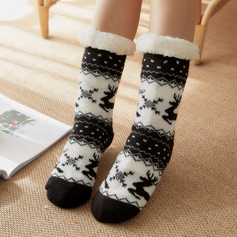Women Winter Cozy Fuzzy Sherpa Fleece-lined Warm Thermal Non-Skid Slipper Socks Warm Sports Socks Basketball Outdoor Activities