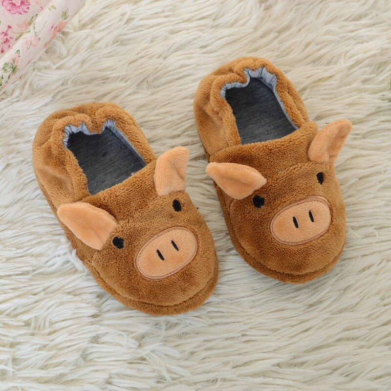 Kocotree – pantoufles d'hiver pour enfants garçons et filles, chaussures de maison confortables et chaudes en coton avec cochon de dessin animé
