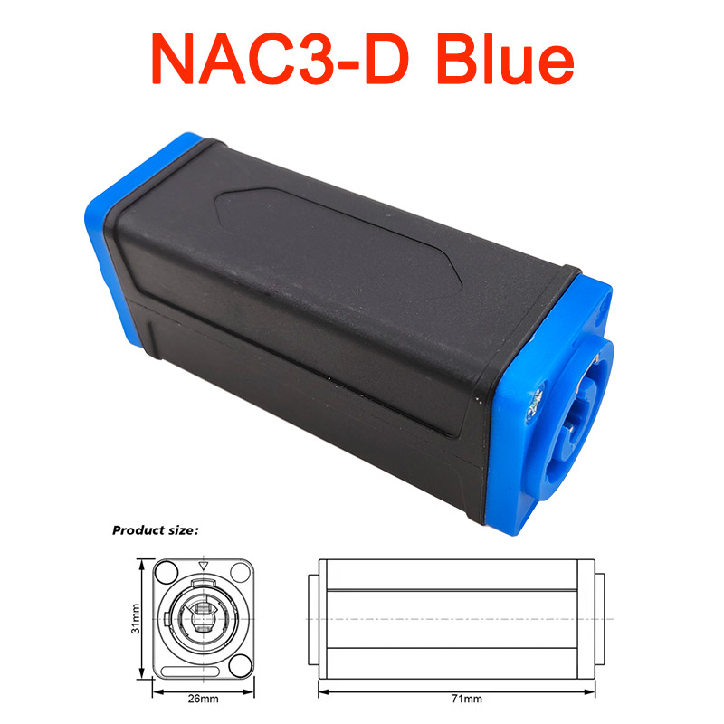 1pc LED PowerCon AC Coupler Adapter Extender connector Speakon Panel mount straight adapter Blue White: Blue