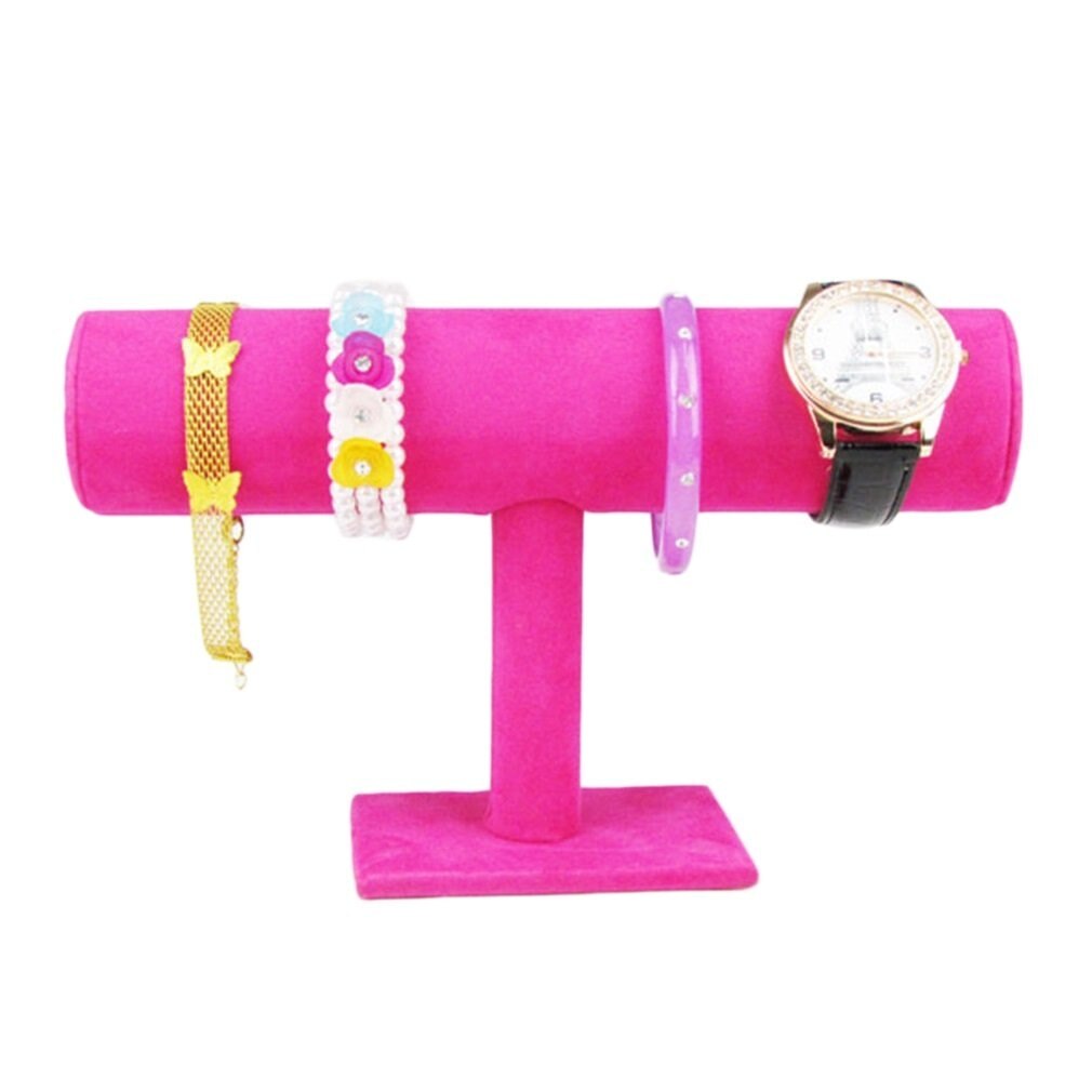 Estante de terciopelo para barra en T, soporte para reloj, diadema, bandas para el pelo, pulsera, brazalete, collar, organizador de exhibición de joyería, soporte para collar: 1