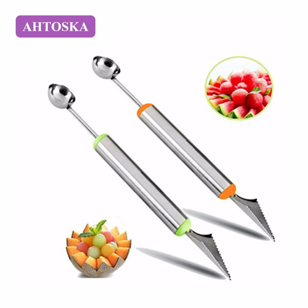 Ahtoska 2pc/ lot melon baller og frugt udskæring kniv frugt grave værktøj køkken frugt værktøjer