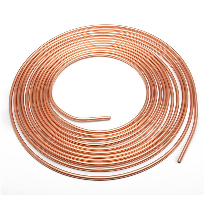Brake Pipe Hose Roll Tube Coil Brake Line Tubing Durable 25 Inch Kit Copper Piping Tube With 16 Tube Nuts for Car Vehicle Auto