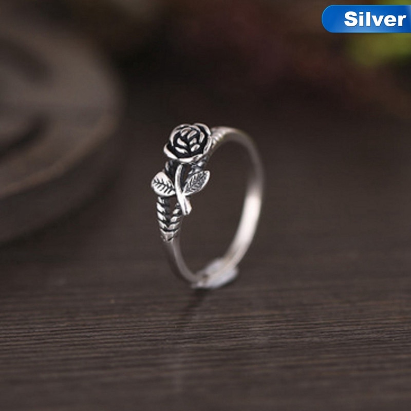 Zilver Kleur Rose Bloem Ringen voor Vrouwen Lover Engagement Romantische Mode Sieraden Plant Bloem Ring