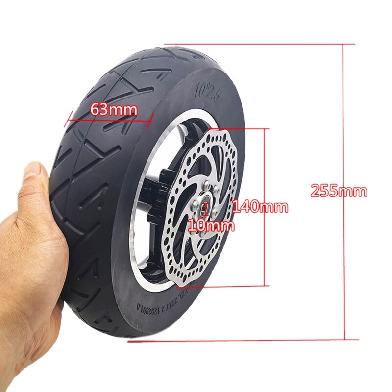 10 Inch 10X2.50 Electric Scooter Wheels 10X2.50 with Disc Brake and with Wheel Hub Disc Brake Set Hollow Solid Tire