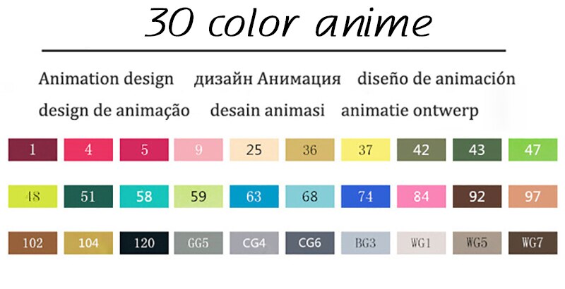 Marqueurs TouchFIVE 30/40/60/80 couleurs Art marqueurs ensemble double tête artiste croquis gras à base d'alcool marqueurs pour Animation Manga: 30 color anime