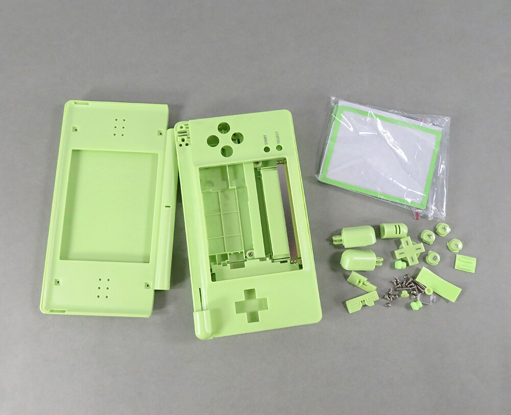 1set Full Housing Cover Case For NDSL Housing Case with Full Buttons for Nintendo DS Lite Transparent clear Shell Cover Case: green