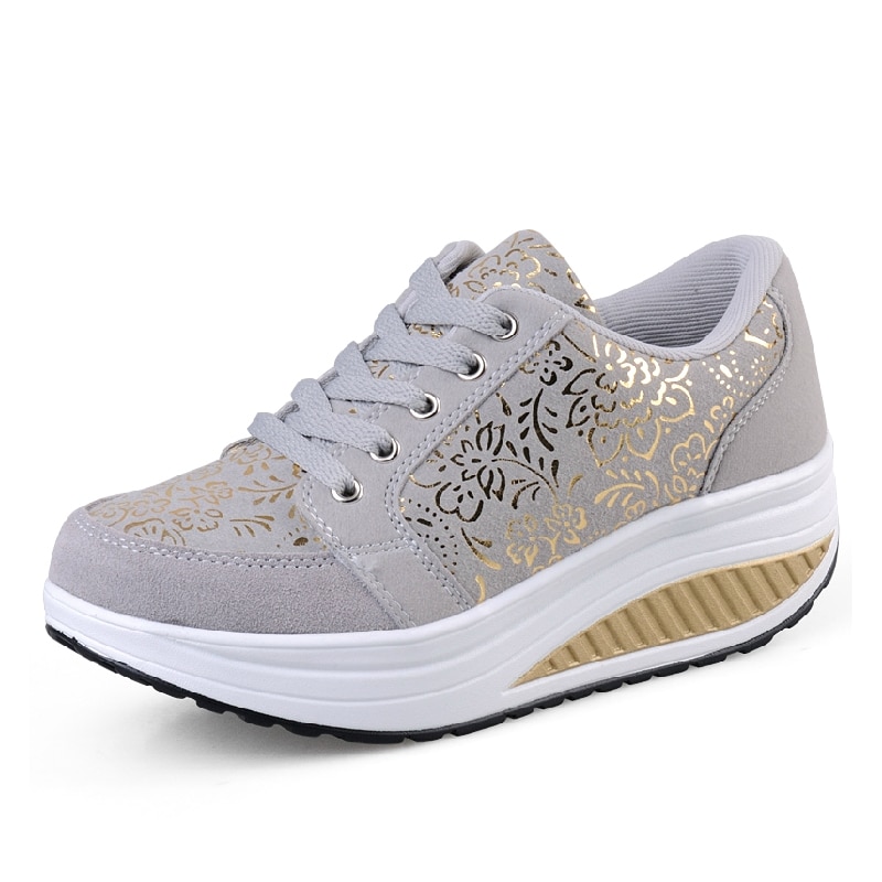 Women Swing Toning Shoes Height Increasing Fitness Shoes Ladies Lace Up Breathable Slimming Shoes Sports Sneakers #B2482