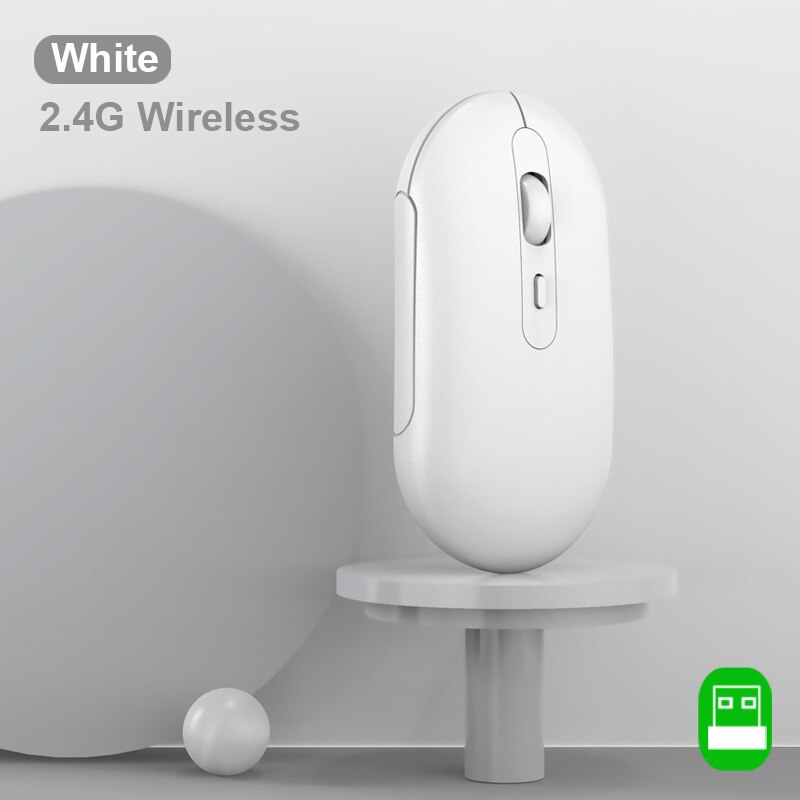 Dual Model 2.4G Bluetooth Silent Wireless Mouse Rechargeable Gaming Wireless Ergonomic Magic Mouse For PC Gamer Computer Laptop: 2.4G White