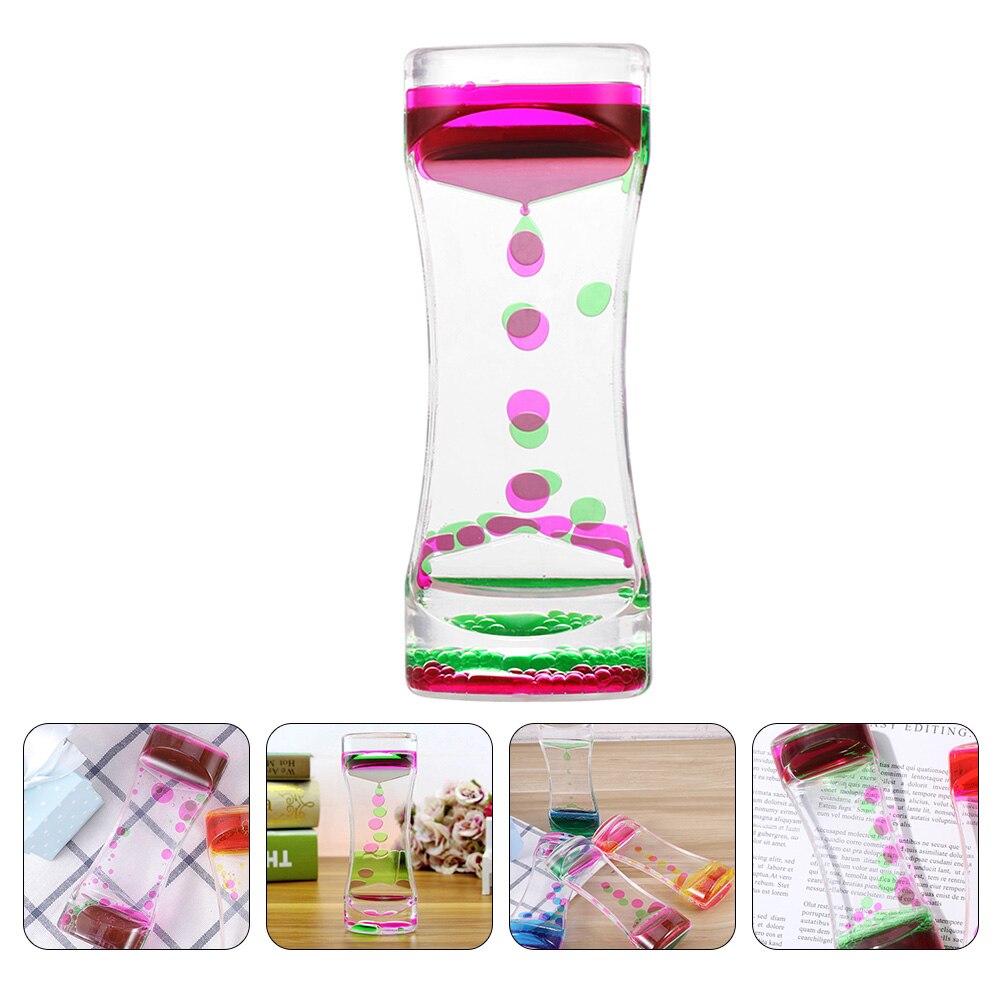 Sablier à bulles , Action liquide, minuterie, décoration de bureau, artisanat d&#39;art pour la maison: Pink Green