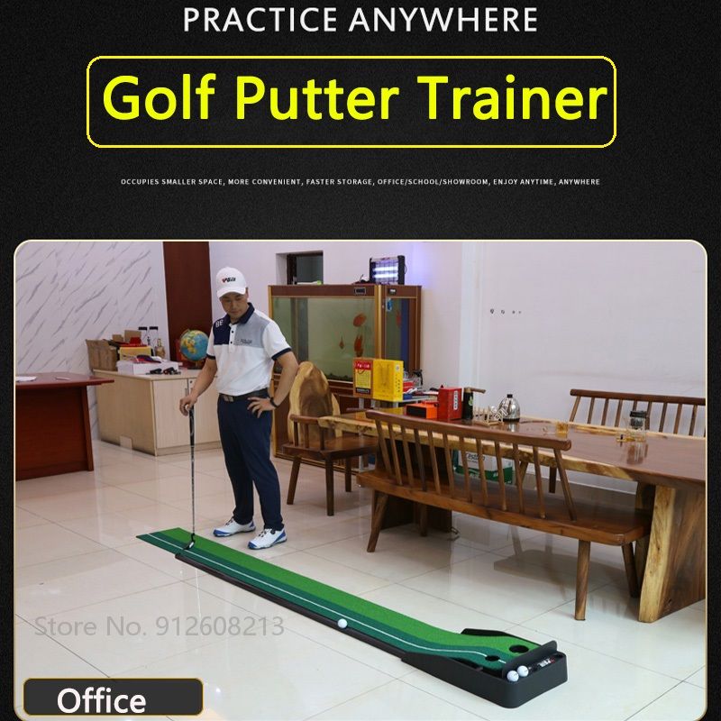 PGM 2.5m 3m Golf Putter Trainer Golf Putting Mat with Fairway Ball Return Mini Training Tool Set Putter Pad Green Hitting Carpet