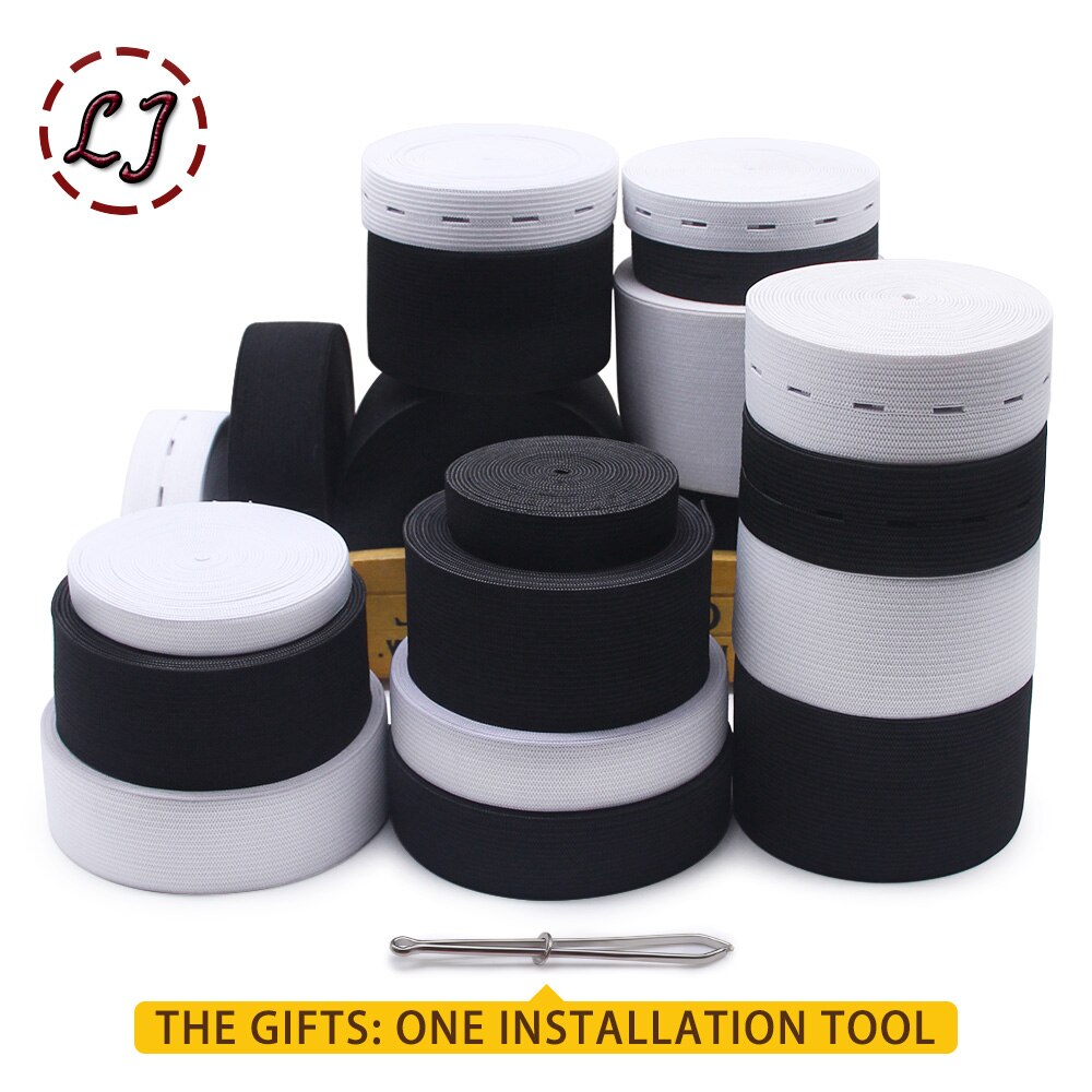 8 hilo negro blanco banda elástica plana cinta de goma para coser ropa pantalones accesorios cinturón elástico cinta ropa DIY