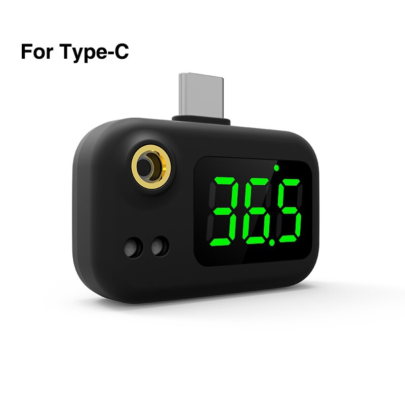 Termómetro infrarrojo ligero para teléfono inteligente, 1 segundo, pantalla digital, para IOS, tipo C: Black TC