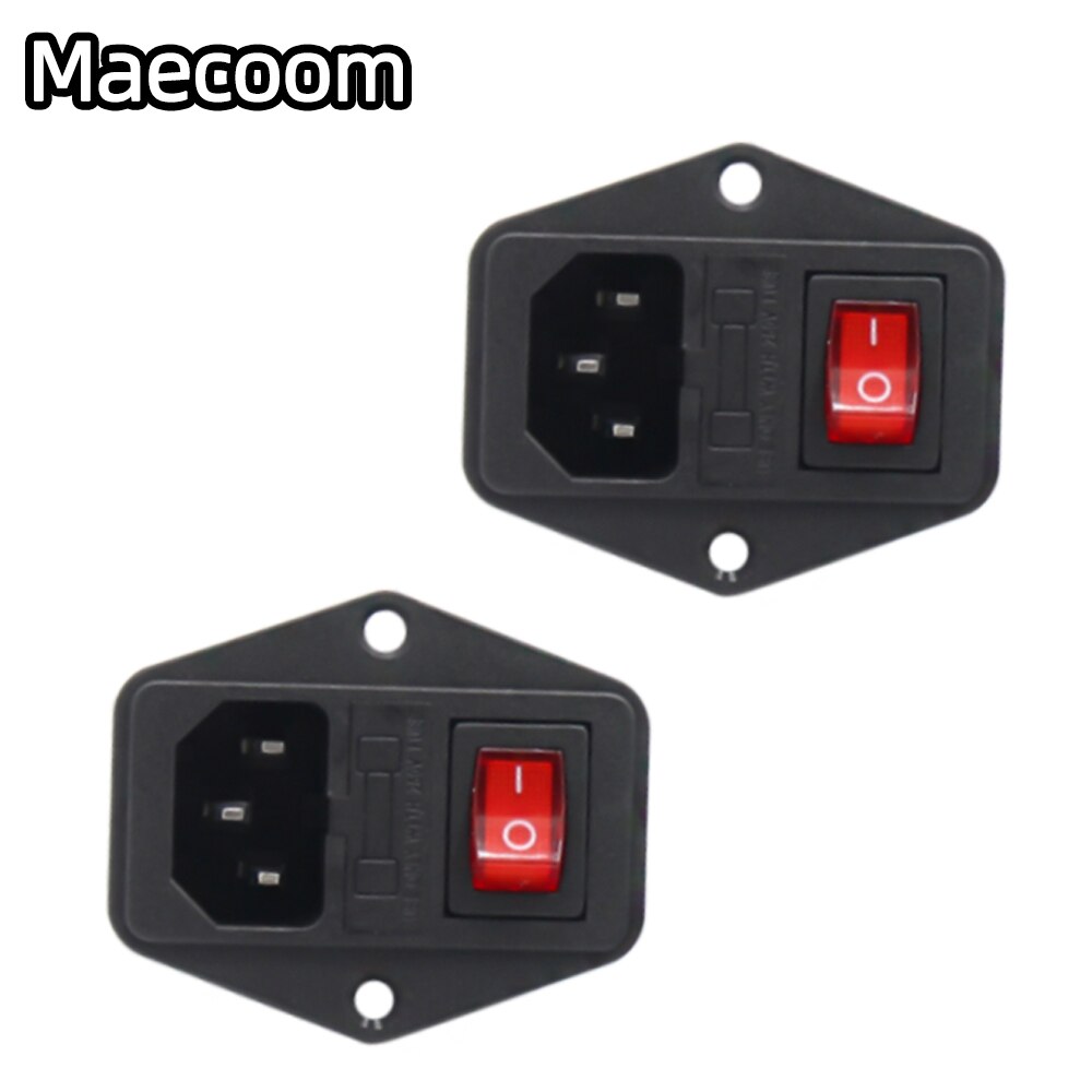 1/2/5 PCS 10A 250V Power Switch AC Power Outlet With Red Triple Rocker Switch Fused Module Plug For 3D Printer Parts