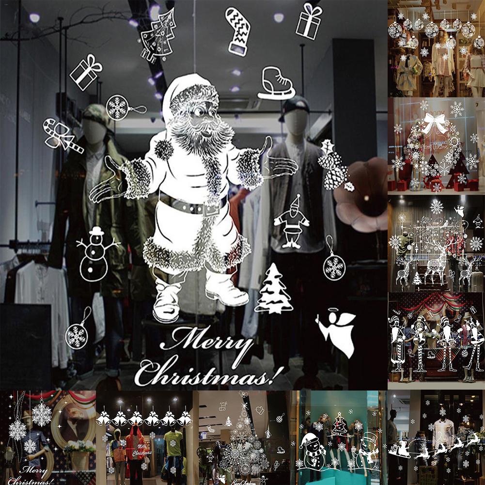 Glædelig jul væg klistermærker santa snefnug elg diy vindue klistermærker juledekoration hjem juledekoration år