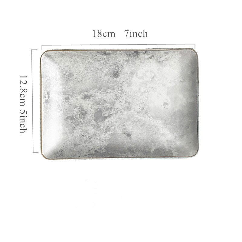 Maan Plaat Serie Hyunguan Collectie Plaat Zilver Matte Snack Plaat Keramische Sieraden Plaat Dessertbord Diner Platen: Default Title