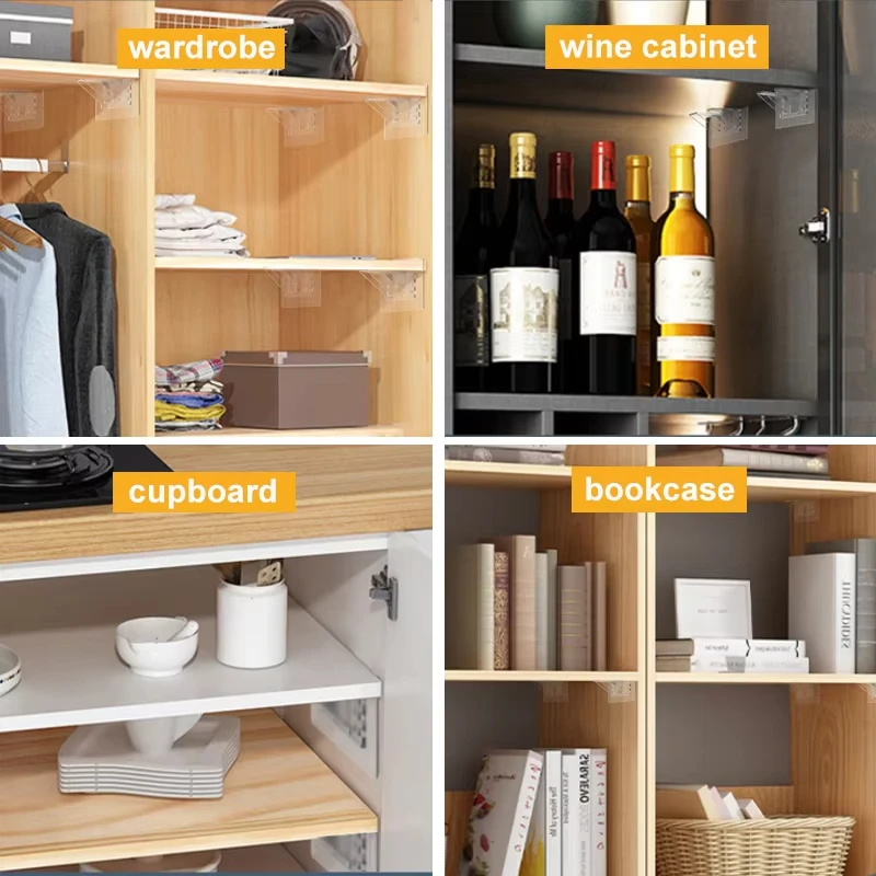 2/4pcs Adhesive Shelf Support Pegs L-type Bracket Wall Support Wall-mounted Rack Kitchen Bedroom Closet Cabinet Shelf Holder