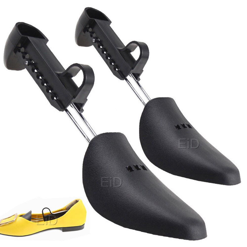1 par praktiska plastsko trädskor bår, justerbar man kvinnor lägenheter pumps boot shaper rack expander träd storlek s/l