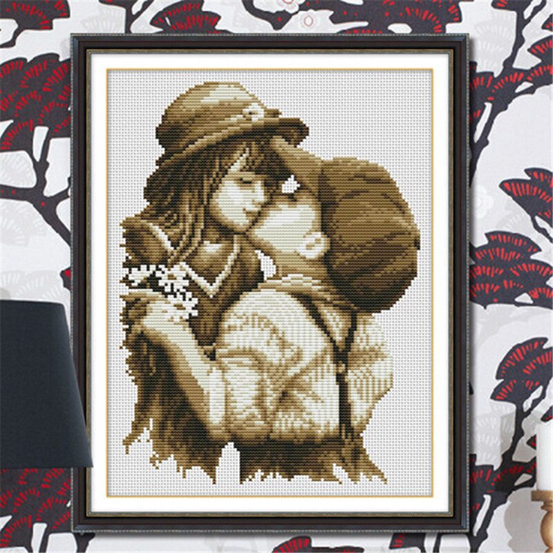 Beautiful Needlework bead Cross stitch Sets For Embroidery kits first romantic kiss Valentines Anniversary Day