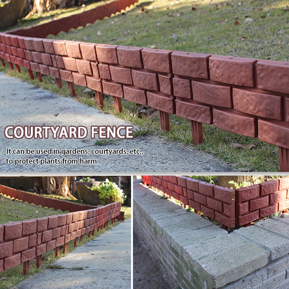4pcs/set Path DIY Easy Install Landscape Plastic Lawn Courtyard Fence Brick Red Kindergarten Indoor Garden Home Flower Vegetable