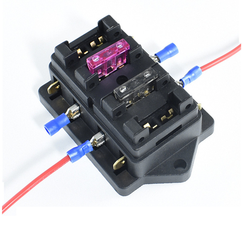 12V/24V 4 Möglichkeiten Auto Auto Blade Fuse Bord Box Standard Blade Fuse Box Halter Block für quad RV SUV Yacht Boot Marine Trike