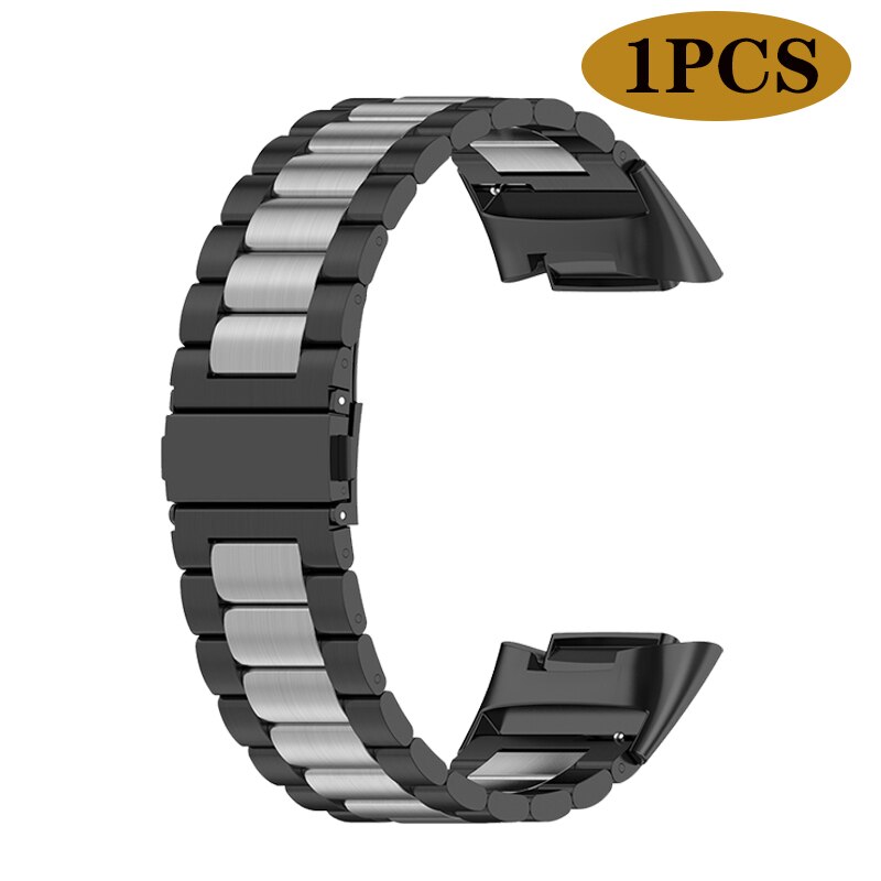 Metal Strap For Fitbit Charge 5 Smart Bracelet Stainless Steel Mesh Watch Band Loop For Fitbit Charge 5 Wristbands Accessories: black Silver