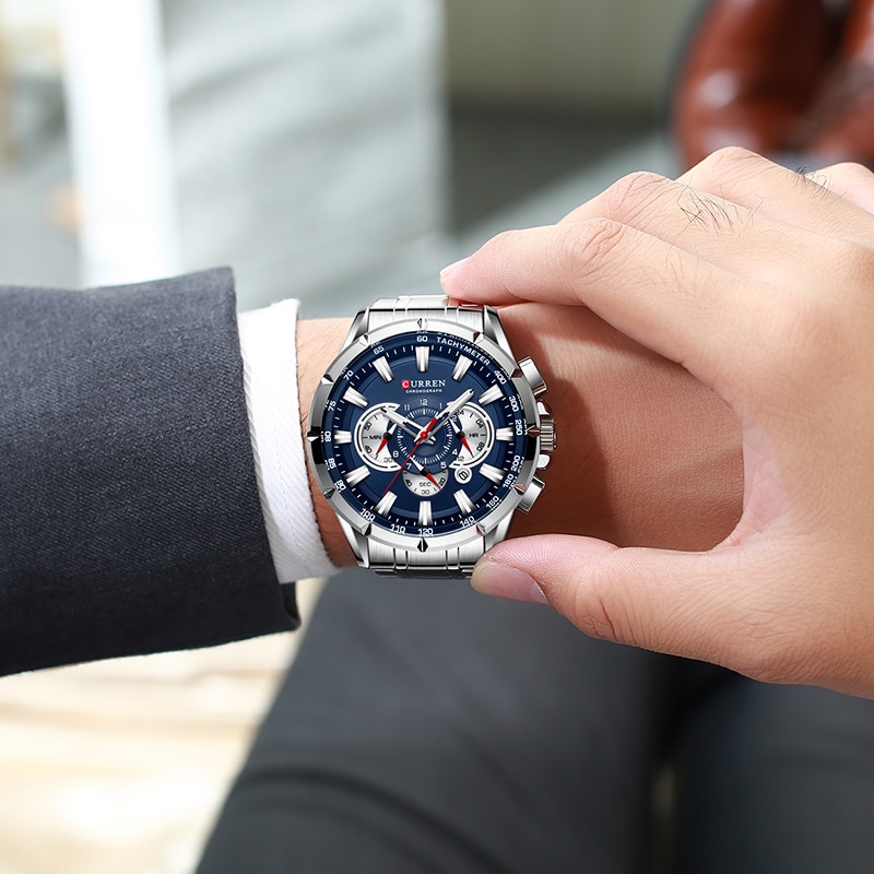 Curren herenhorloges topmerk luxe chronograaf quartz herenhorloge waterdicht sportpolshorloge heren roestvrijstalen mannelijke klok
