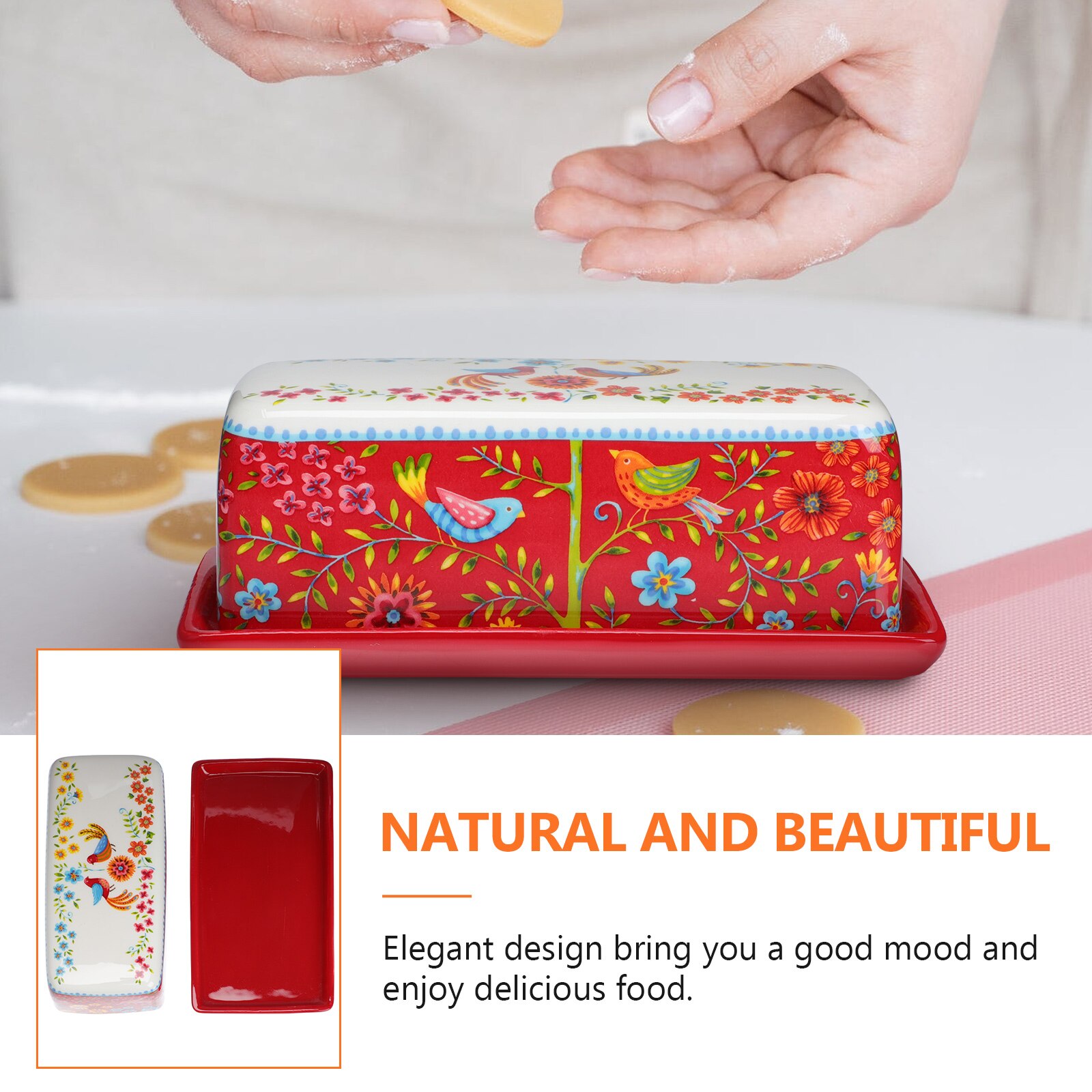 1pc American Style Butter Dish Delicate Ceramic Butter Box Butter Container