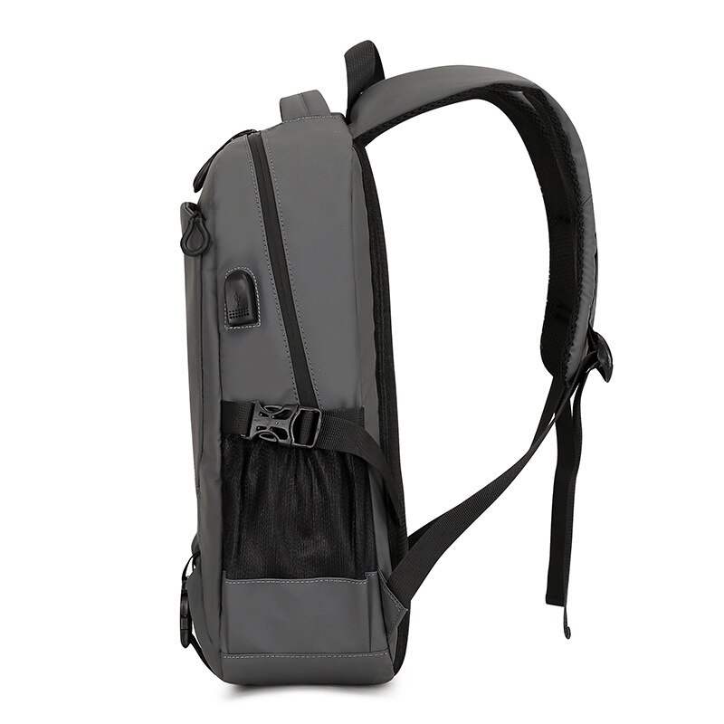 Large Capacity Men Backpack Gray USB Outdoor Casual University Student High School Bag for Teenage Boys