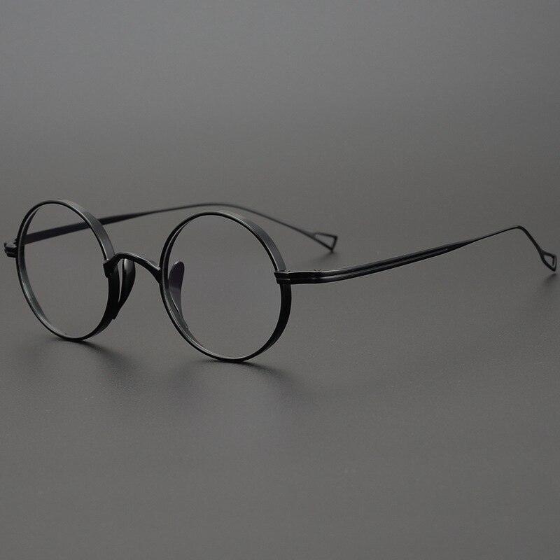 Japan Handgemaakte Pure Titanium Mannen Retro Ronde Frame Bril Hoge Graden Optische Brillenglazen Vrouwen Bijziendheid Brillen: Black