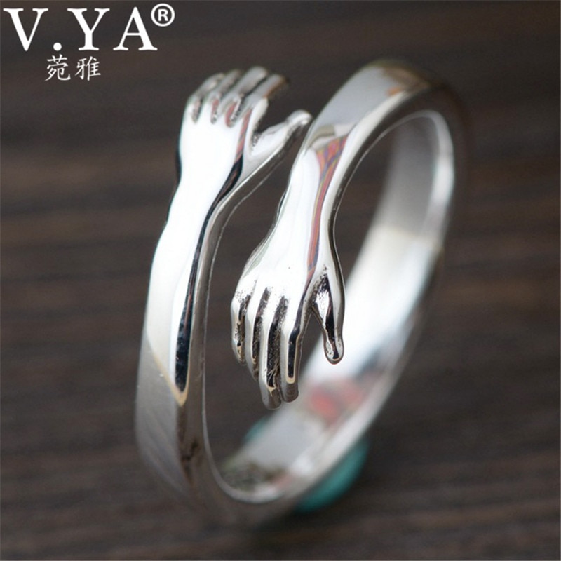 V.ya justerbar kramme håndringe 925 sterling sølv smykker personlighed åben ring til kvinder