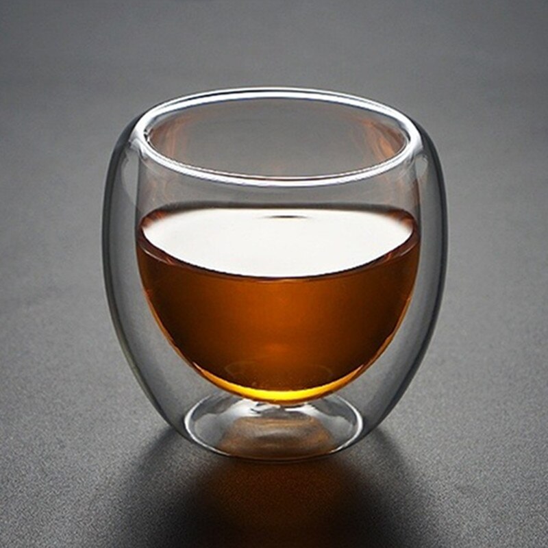 Double wall glass cup Heat resistant glass coffee cup Whiskey Glass tea cup beer mug 80ml capacity glass cup shot drinkware: 150ML