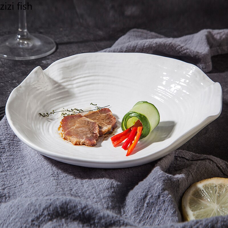 Ceramic Pasta Steak Plates Dinner Dish Shaped Tableware Salad Plate Snack Desserts Tray Hotel Restaurant Vegetable Dish