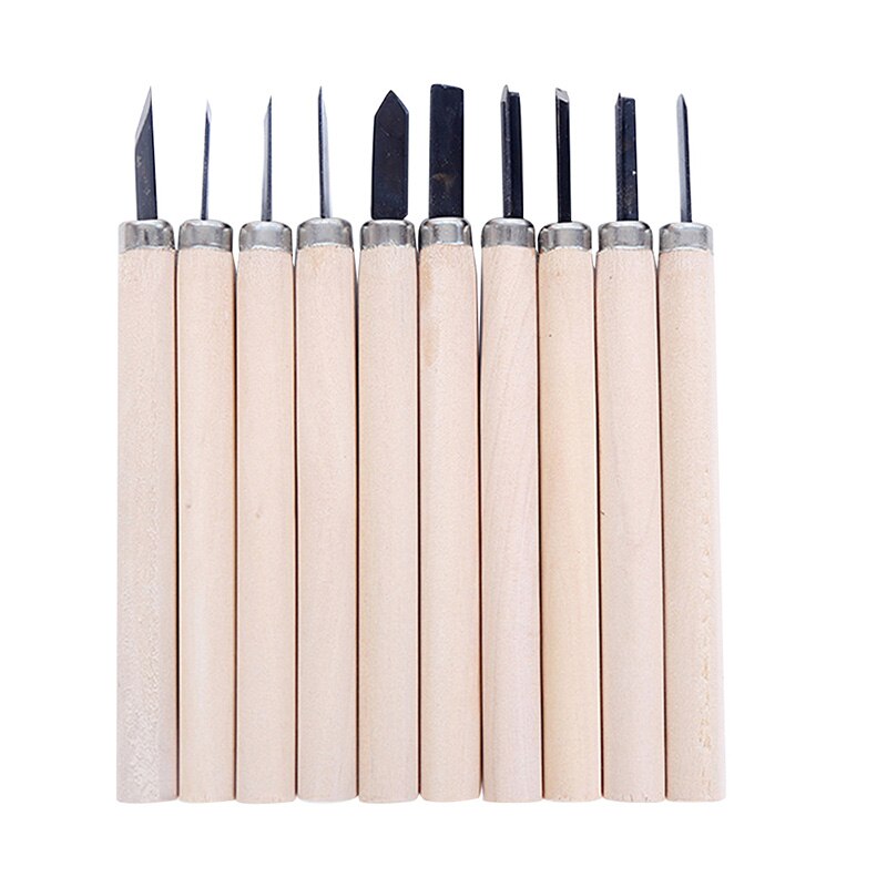 12/10-piece Craft Wood Carving Knife Hand-carved Wooden Handle Set Student Hand-carved Wood Carving Knife Carving Set: 10pcs