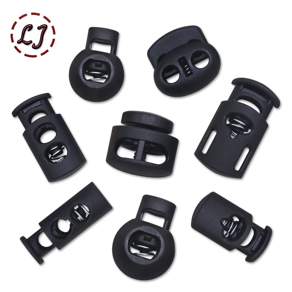 Neue 10 stücke Schnur Schloss Kunststoff Stopper Schnur Enden Schaltet Clip Schnalle Taste Schwarz Frost Schnürsenkel Sportswear DIY Tasche Zubehör