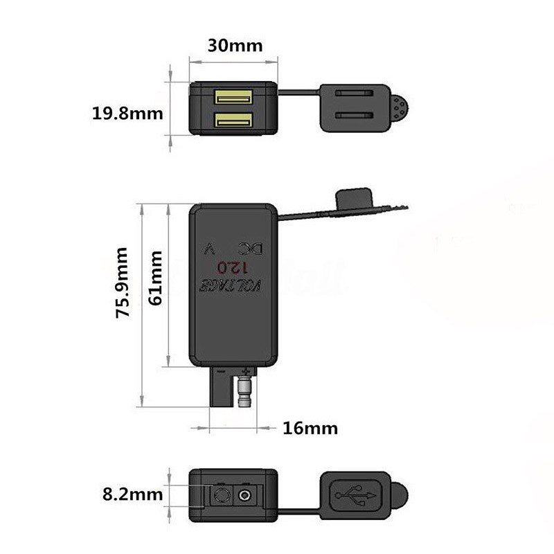 Adaptador de Cable de doble puerto para motocicleta, voltímetro LED, 12V, SAE, USB, M8617
