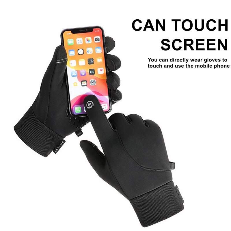 Guantes de ciclismo impermeables para exteriores, manoplas de invierno para pantalla táctil, a prueba de viento, para motocicleta, esquí y bicicleta