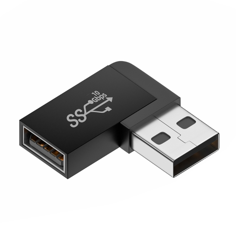 Adaptador de extensión de ángulo recto USB 3,0 macho a hembra de 90 grados, adaptador de codo hacia arriba USB de 10Gbps para conversión de conector de PC portátil: Naranja
