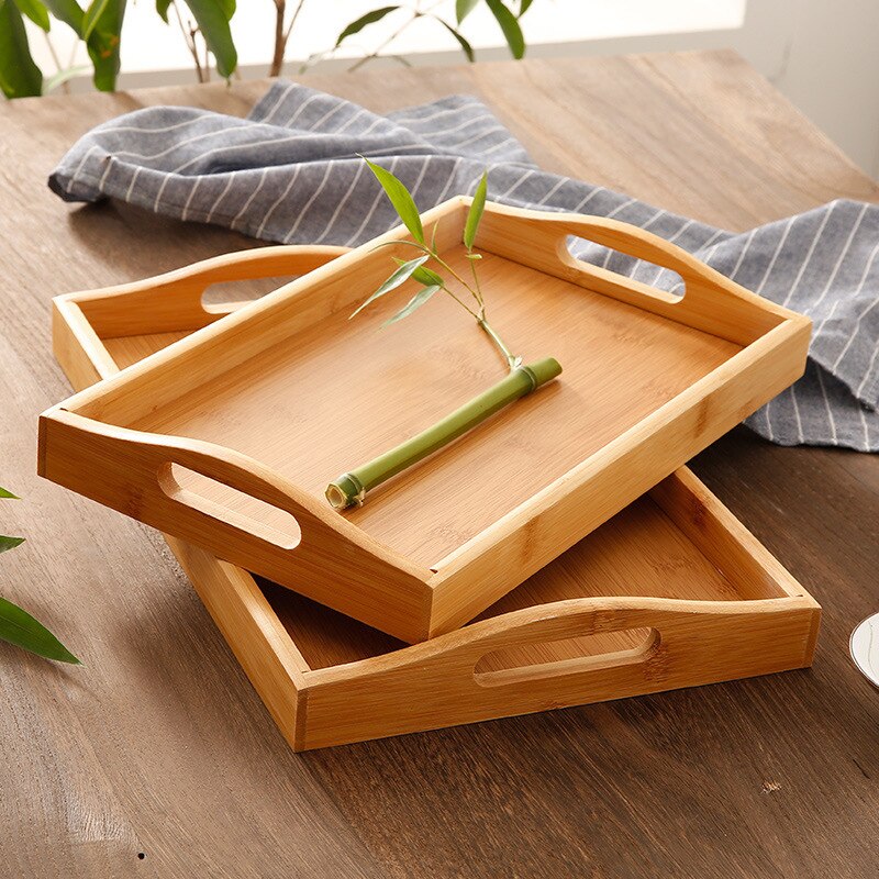 Bamboo Wooden Rectangular Tea Tray Solid Wood Tray Home Dry Tea Tray Kung Fu Tea Cup Tray Wooden Hotel Dinner Plate for food