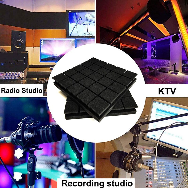 12 Pcs Sound-Absorbing Foam Board,Studio Wedge-Shaped Brick, Sound Insulation Board Wedge-Shaped Board, 25 Square