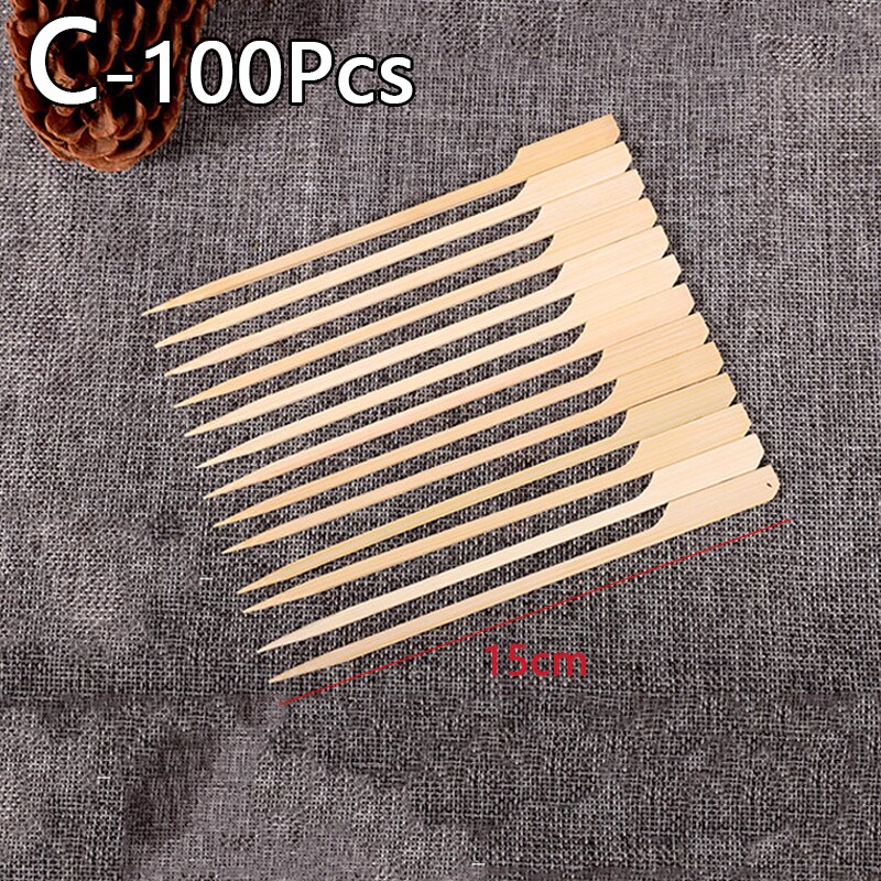 100PCS Barbecue Bamboo Skewers Disposable Bamboo Stick Long Toothpicks Fruit Sandwich Snacks BBQ Tableware Kitchen accessories: 15CM