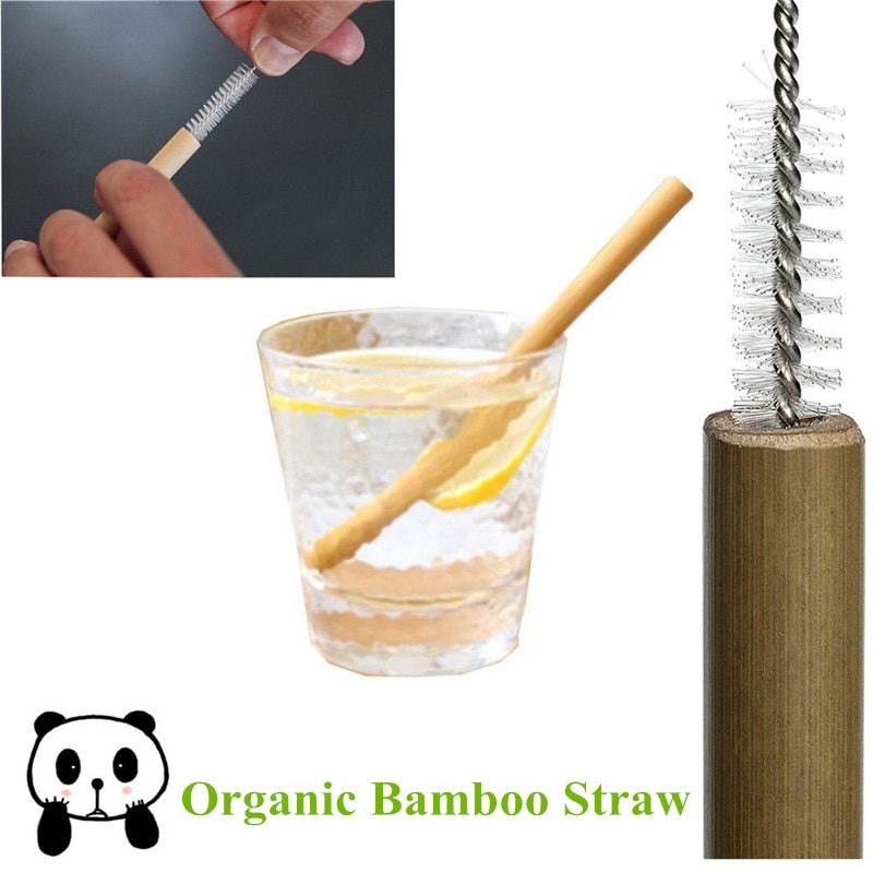 100Pcs/lot Bamboo Straw Natural Organic Reusable Bamboo Drinking Straws Cleaner 19.5cm 23cm Bamboe Straws set for